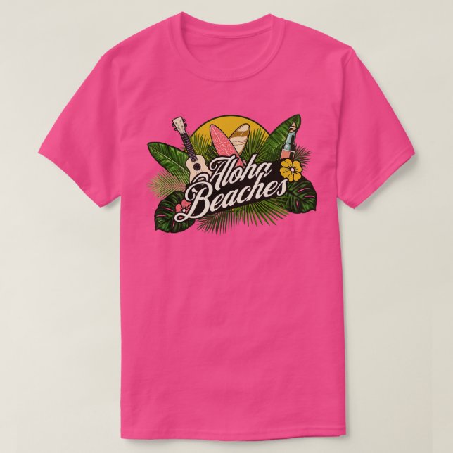 Aloha Beacher Hawaiian Hawaii Tropical Plants Flow T Shirt (Design framsida)