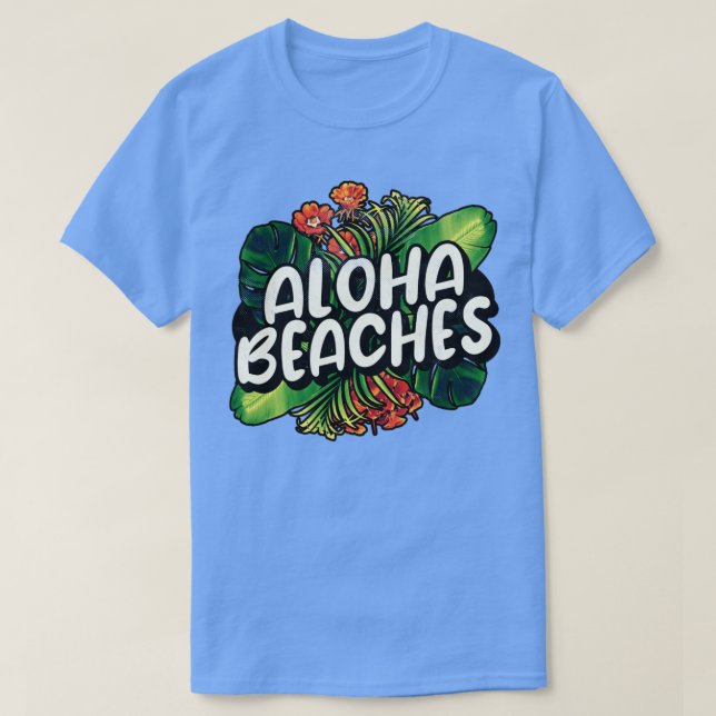 Aloha Beacher Hawaiian Hawaii Tropical Plants Flow T Shirt (Design framsida)
