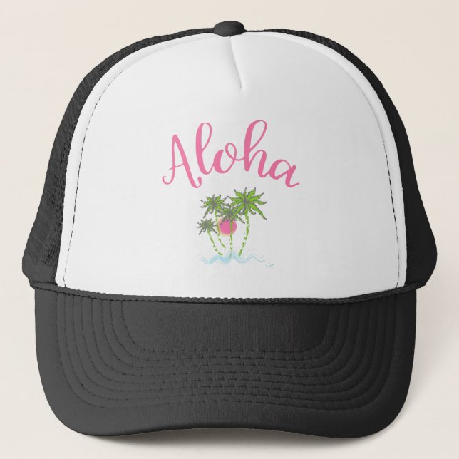 Aloha-Beacher Hawaiian Stil Vacation Coola Truckerkeps (Framsida)