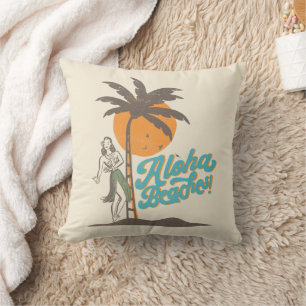 Aloha Beacher Hula Girl Hawaii Hawaiian Retro Kudde
