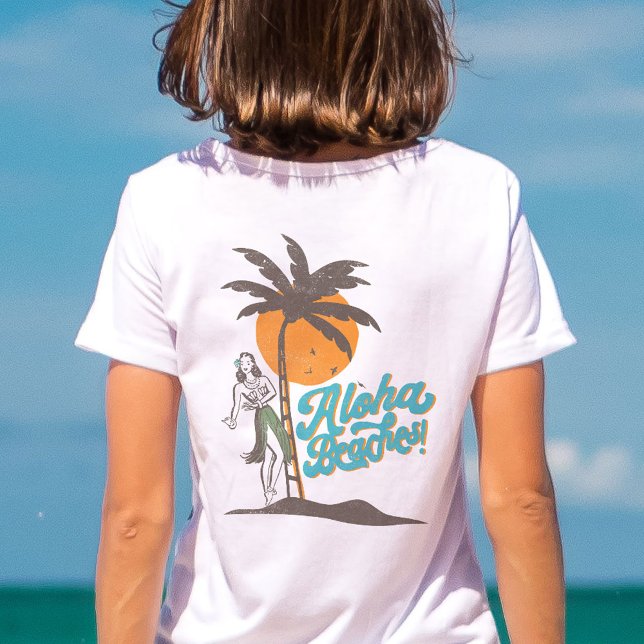 Aloha Beacher Hula Girl Hawaii Hawaiian Retro T Shirt (Skapare uppladdad)