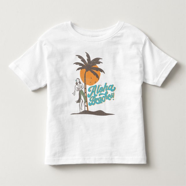 Aloha Beacher Hula Girl Hawaii Hawaiian Retro T Shirt (Framsida)
