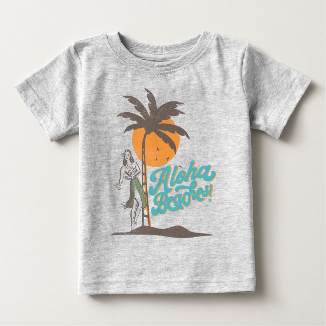 Aloha Beacher Hula Girl Hawaii Hawaiian Retro T Shirt (Framsida)