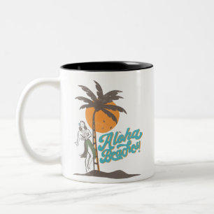 Aloha Beacher Hula Girl Hawaii Hawaiian Retro Två-Tonad Mugg