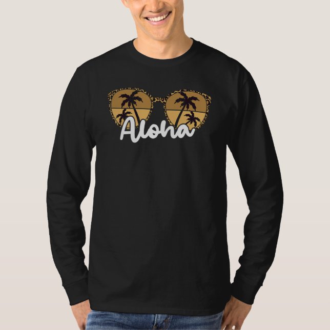 Aloha Beacher Leopard Mönster Sunglasses Handflata T Shirt (Framsida)