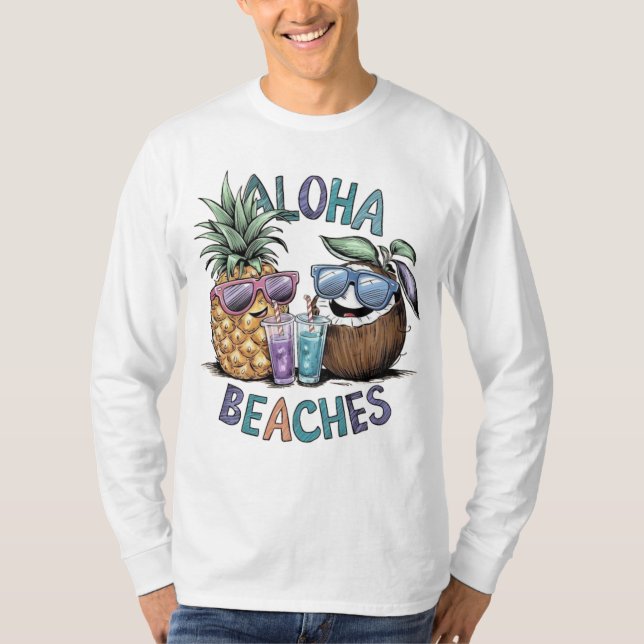 Aloha Beacher Manar Grundläggande Långärmad T-shir T Shirt (Framsida)