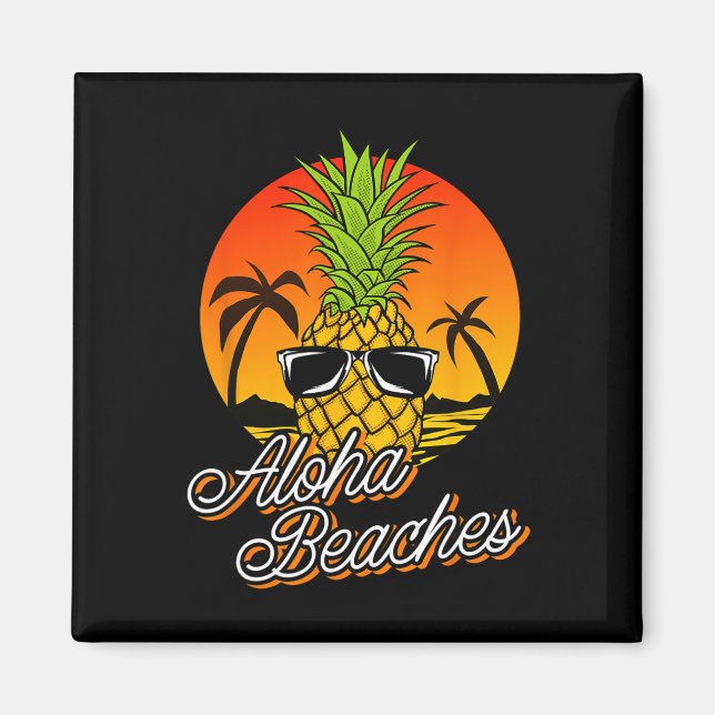 Aloha Beacher Pineapple Coola Vintage Hawaiian Sum Magnet (Framsidan)