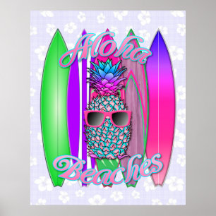 Aloha Beacher Pineapple Poster