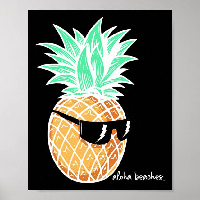 Aloha Beacher Pineapple Summer Beach Tropical Vaca Poster (Framsidan)