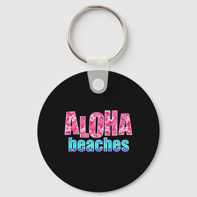 Aloha Beacher Rosa Hibiscus Flower Hawaii Hawaii Nyckelring (Framsida)