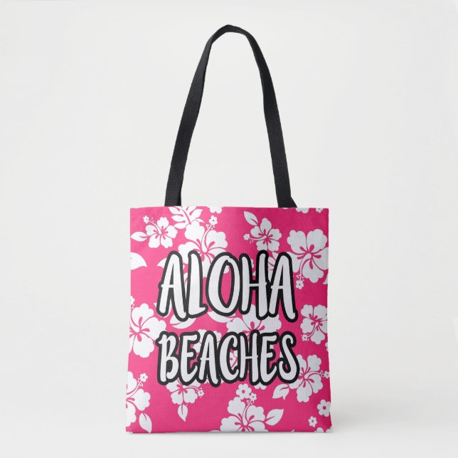 Aloha Beacher Rosa Hibiscus tockväska Tygkasse (Framsida)