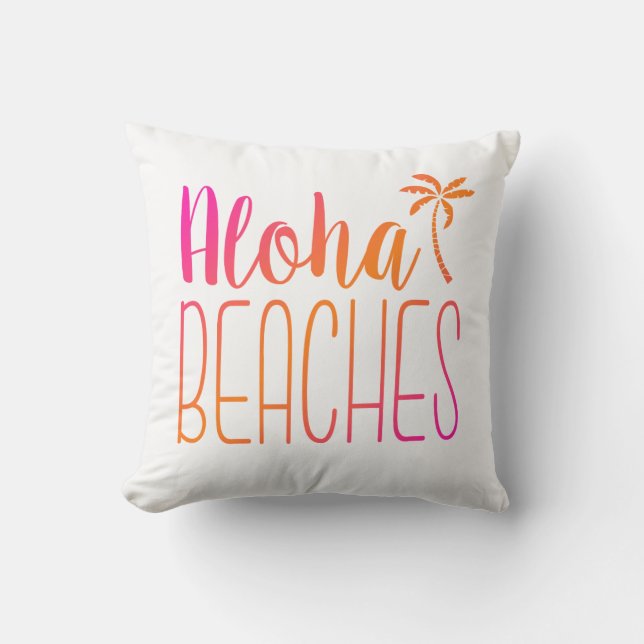 Aloha Beacher | Rosa och Orange Utomhuskudde (Framsida)