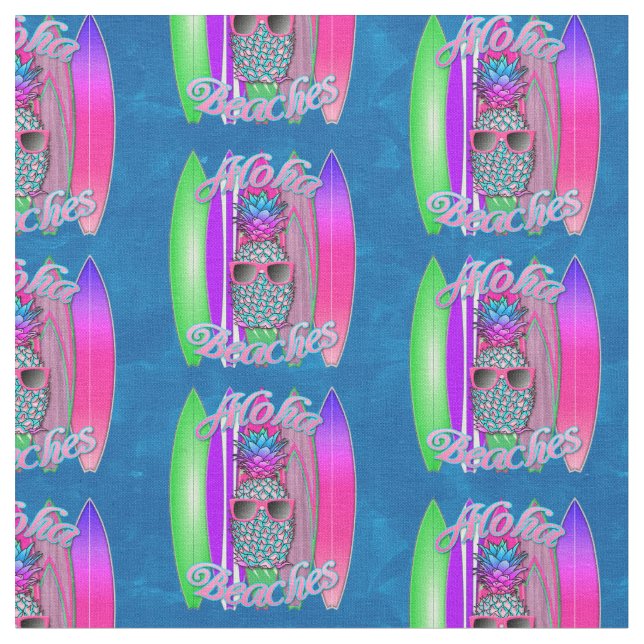 Aloha Beacher Summer Surfing Pineapple Tyg (Närbild)