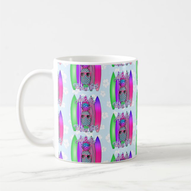Aloha Beacher Tropical Surfa Pineapple Kaffemugg (Vänster)
