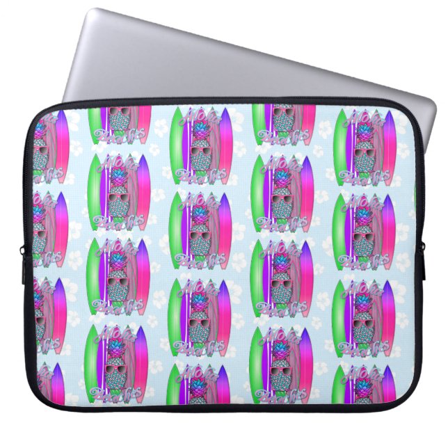 Aloha Beacher Tropical Surfa Pineapple Laptop Fodral (Framsidan)