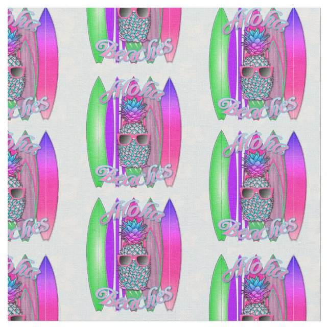 Aloha Beacher Tropical Surfa Pineapple Tyg (Närbild)