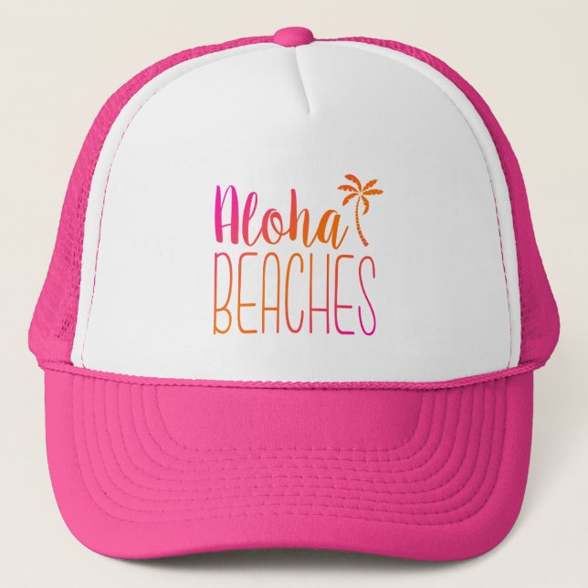 Aloha Beacher | Truckerkeps för rosa och Orange (Framsida)
