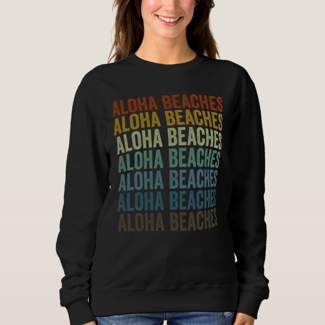 Aloha Beaches Aloha Hawaiian Hawaii Palm Tree T Shirt (Framsida)