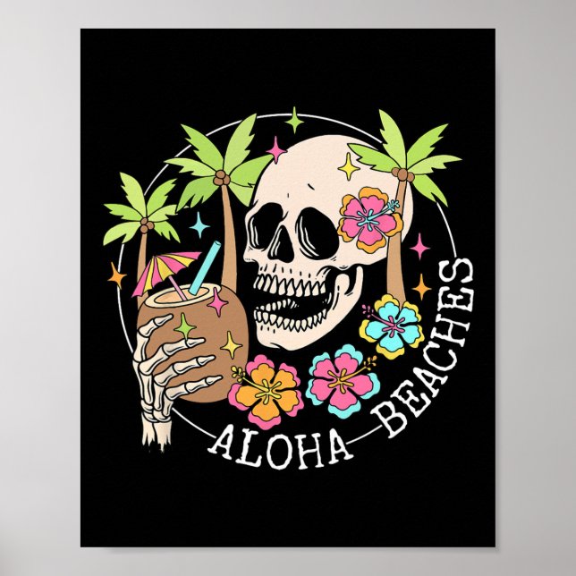 Aloha Beachs Skeleton Summer Vacation Hawaii Famil Poster (Framsidan)