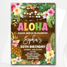 Aloha Birthday-inbjudan Hawaiian Birthd