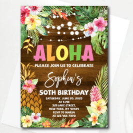Aloha Birthday-inbjudan Hawaiian Birthd Inbjudningar