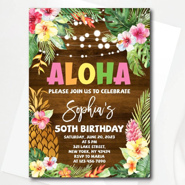 Aloha Birthday-inbjudan Hawaiian Birthd Inbjudningar (Skapare uppladdad)
