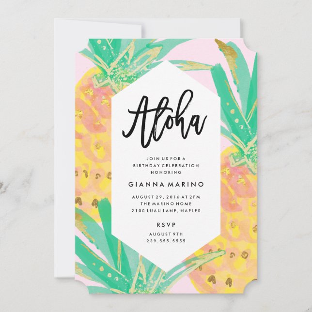 Aloha Birthday-inbjudan Inbjudningar (Framsida)