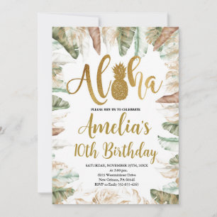 Aloha Birthday, Luau Birthday, alla åldrar, tropis Inbjudningar