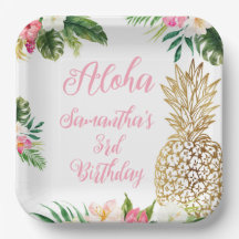 Aloha Birthday Luau Hawaiian Guld Pineapple