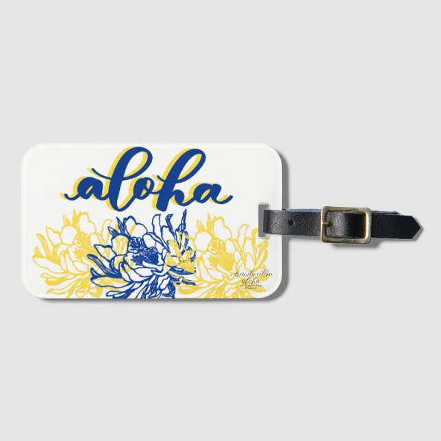 Aloha Blå Gul Cereus Bagagebrickor (Framsida horisontal)
