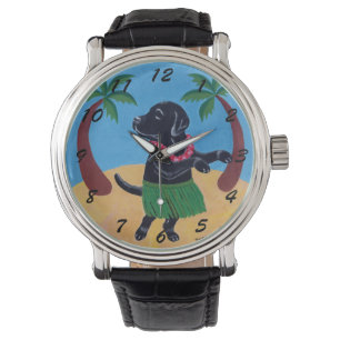 Aloha Black Labrador Painting Armbandsur