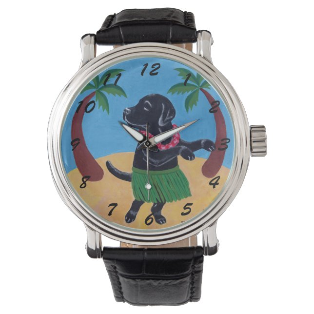 Aloha Black Labrador Painting Armbandsur (Framsida)