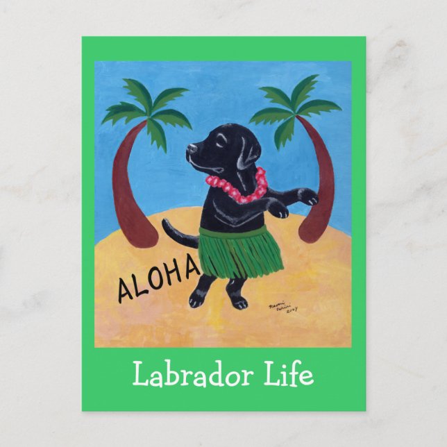 Aloha Black Labrador Vykort (Framsida)