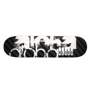 Aloha; Black & Mörk Grått Rand Old School Skateboard Bräda 21,6 Cm