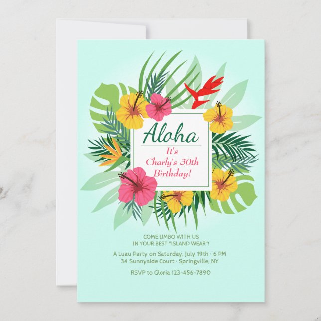 Aloha Blommig Inbjudan (Framsida)
