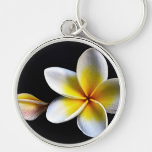Aloha blomstrar den hawaianska frangipanien Plumer Rund Silverfärgad Nyckelring