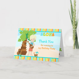 Aloha Blonde Hair Boy Tack för kortet Kort