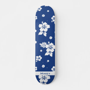 Aloha Blue Classic Hawaiian Seamless Mönster Mini Skateboard Bräda 18,5 Cm