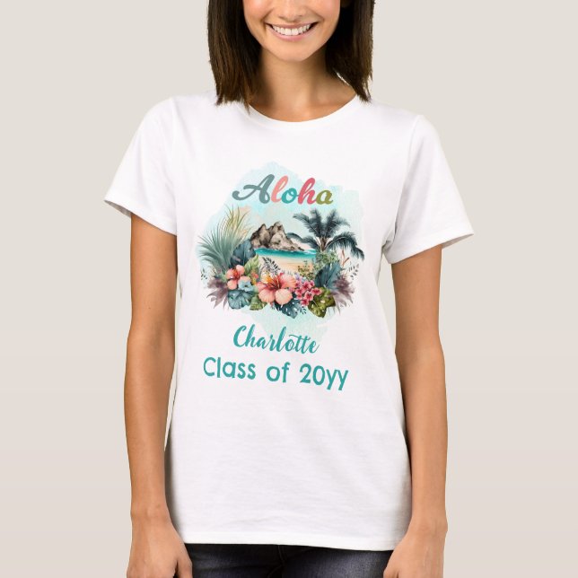Aloha Boho Tropical Island Beach Sommar Studenten T Shirt (Framsida)