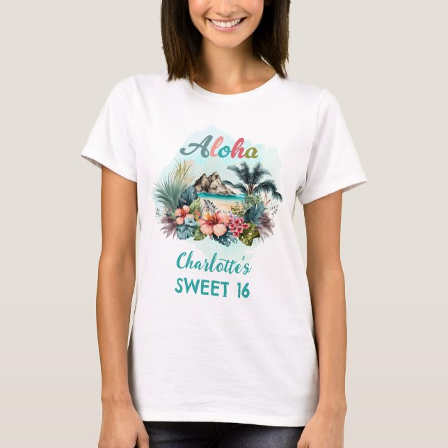 Aloha Boho Tropical Island Beach Summer Sweet 16 T Shirt (Framsida)