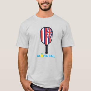 Aloha Boll Hawaii Flagga Pickleball Paddle T Shirt
