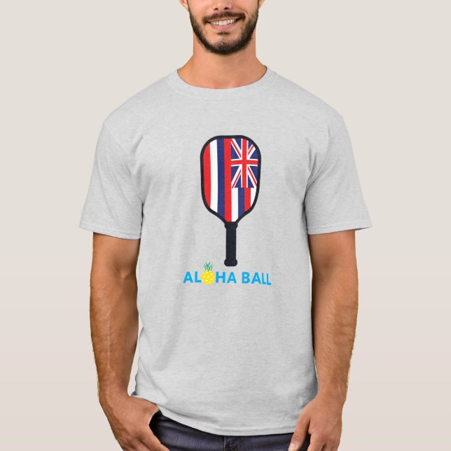 Aloha Boll Hawaii Flagga Pickleball Paddle T Shirt (Framsida)