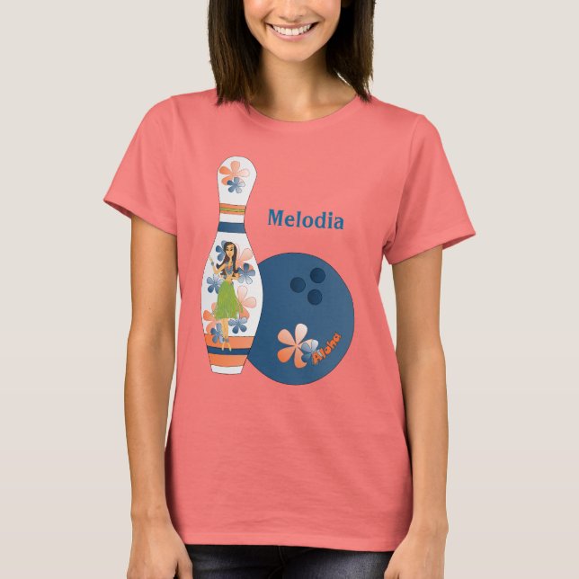 Aloha Bowling Design T-shirt (Framsida)
