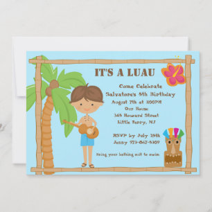 Aloha Boy Luau födelsedagsinbjudan Inbjudningar