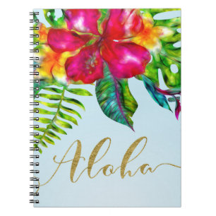 Aloha Bright Electric Pop Tropical Blommigt Anteckningsbok