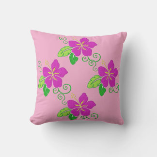 Aloha Broderad Look Rosa Hawaiiansk Blomma   Kudde