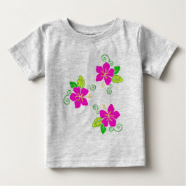 Aloha Broderad Utseende Rosa Hawaiiansk Blomma T Shirt