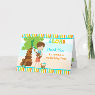 Aloha Brown Hair Boy Tack för ditt kort