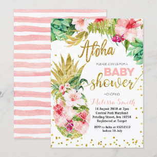 Aloha CACTUS Pineapple babyduschingkort för barn Inbjudningar
