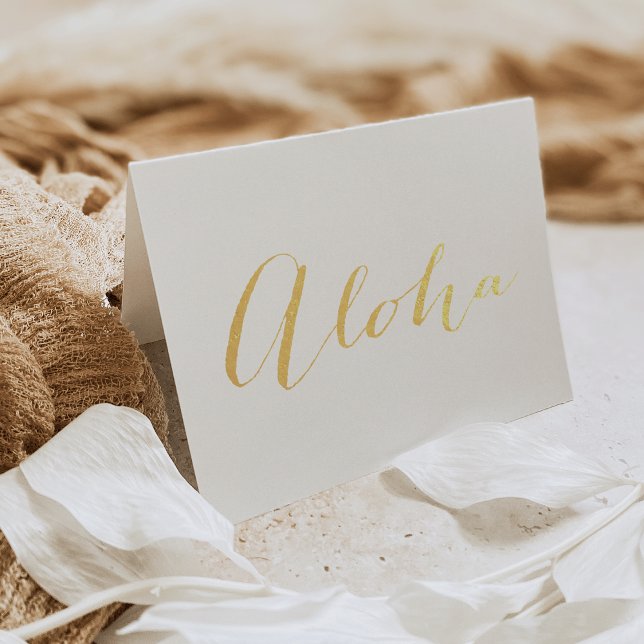 Aloha Calligraphy Gold Foil StationNote Card Folierat Kort (Skapare uppladdad)